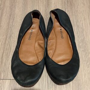 Lucky Brand Black Leather-Look Ballet Flats
